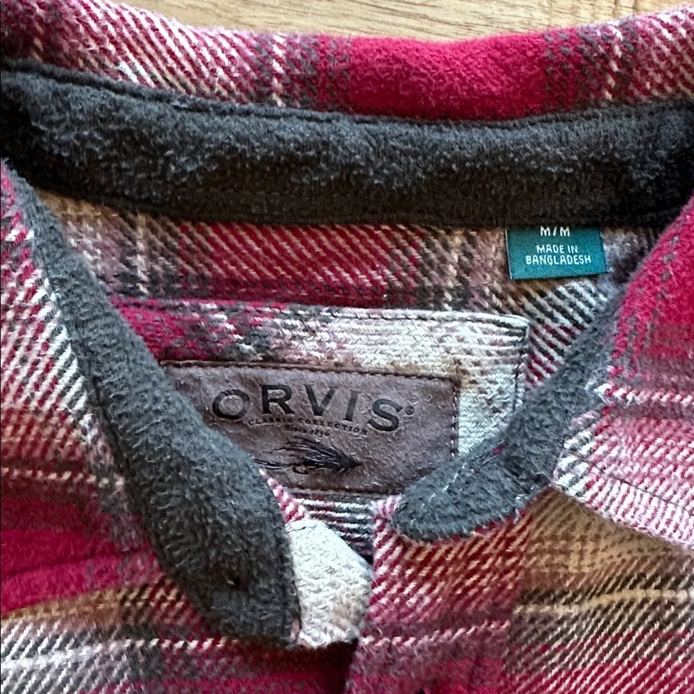 Orvis Big Bear Plaid heavyweight flannel shirt jacket Sz medium - Picture 2 of 5